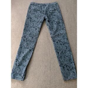 Prana Pants Womens Size 12 Blue Corduroy Paisley Velvet Low Rise